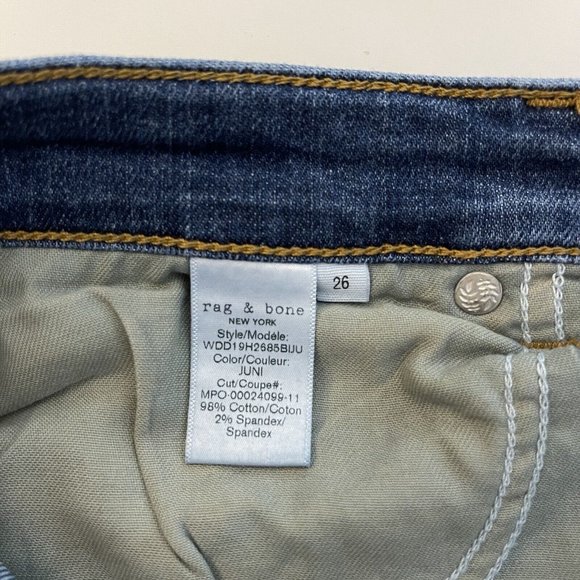 Rag and Bone Cate Mid Rise Skinny Jeans Women’s Size 26 Frayed - Picture 8 of 9